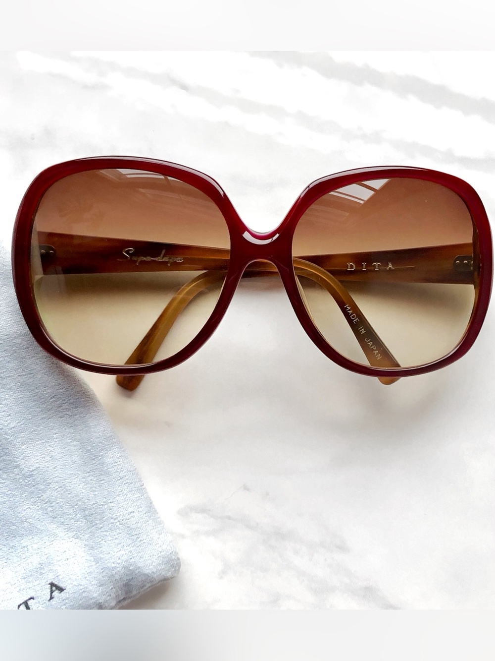 DITA Supa Dupa Women's Sunglasses in Burgundy Frame with Brown Gradient Lenses
